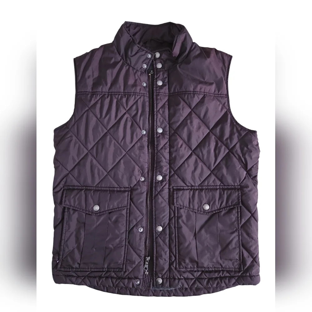 Banana Republic Men Quilted Vest size M Quilted Sleeveless Vest - Dark Plum